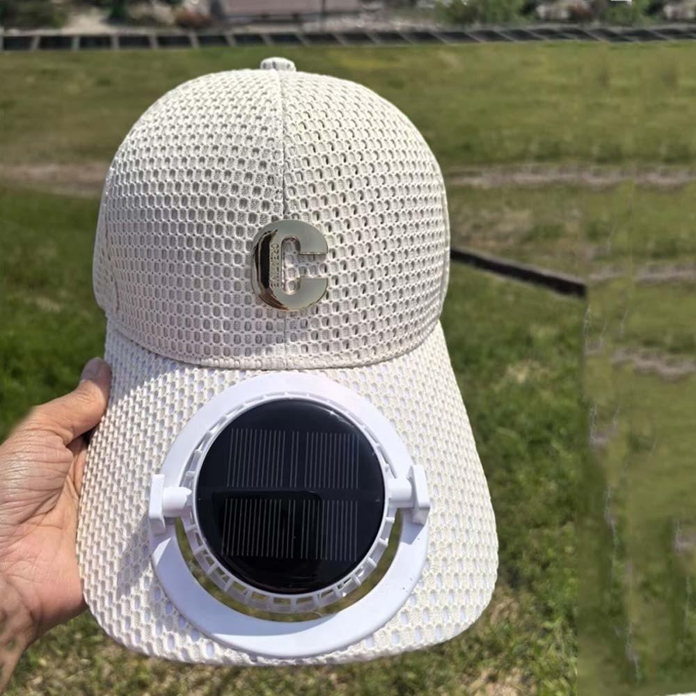 Portable Solar Powered Fan Baseball Cap Adjustable 300mA Rechargeable Fan Hat Long-lasting Versatile Cooling Mesh Peaked Cap