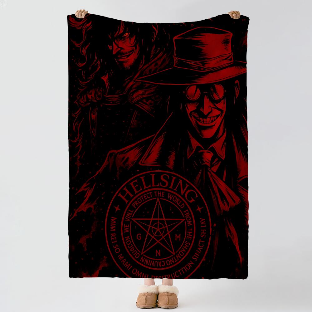 Anime H-Hellsing-g Throw Thick Comfort Flannel Quilt, Multi-scene Use Indoor Outdoor Daily Nap