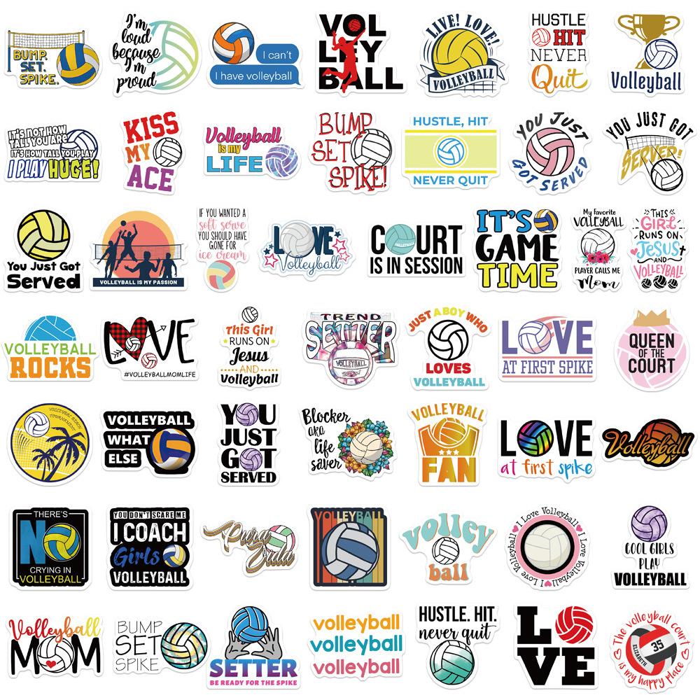 50Pcs Sports Volleyball Graffiti Stickers Cartoon Funny Decals Kids Toy Personalized Cool Diy Water Cup Stationery Box Scooter
