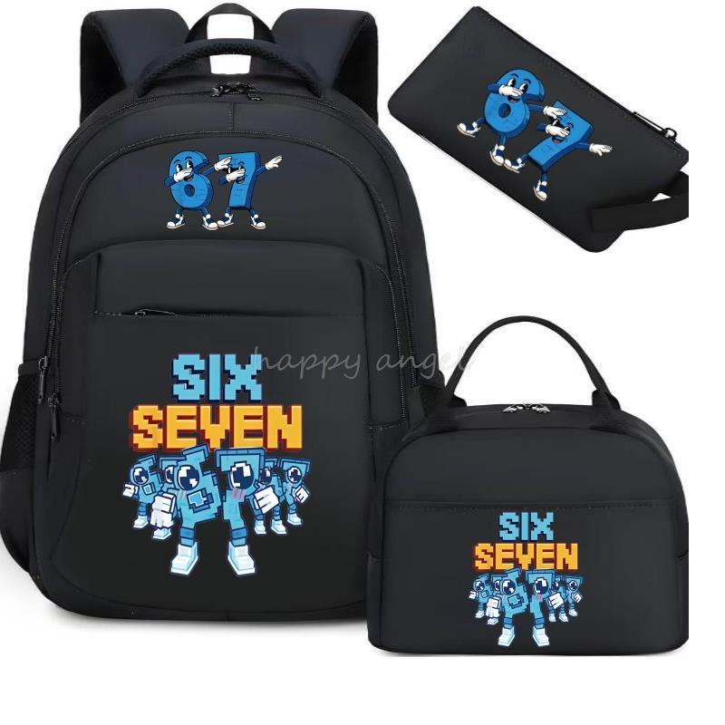 67 Six Seven Print 3Pcs/set Camouflage Backpack With Lunch Bag Steal A BrainRot Boy Student Teens Rucksack Girl Casual SchoolBag