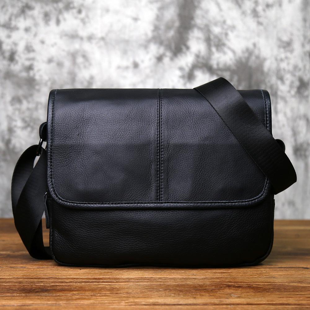 

NZPJ New Genuine Leather Men Crossbody Bag Casual Top Layer Cowhide Large Capacity Suitable for 11-inch iPad Casual Shoulder Bag чорний