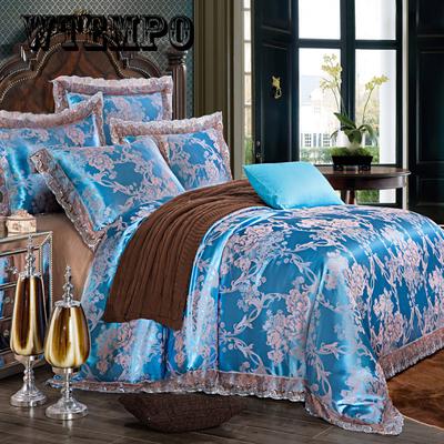 European Jacquard Cotton Four-piece Cotton Quilt Sheet Single Double Bedding 4 Sets