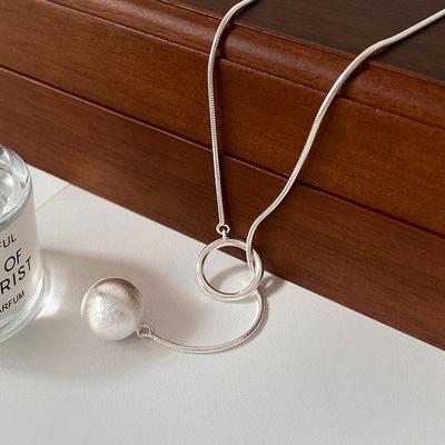 Brushed Round Ball Tassel Long Necklace for Women with French High-end Temperament