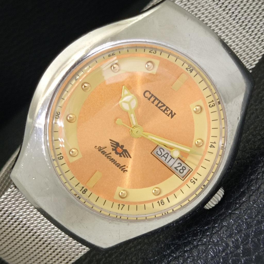 

VINTAGE CITIZEN AUTOMATIC 8200 JAPAN MENS GOLDEN COLOR DIAL WATCH a702766-1 R210-a702766