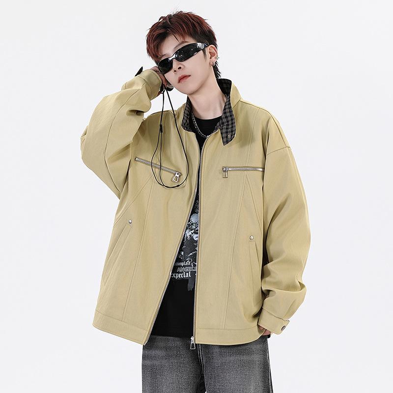 Vintage Jacket Men's Autumn New Casual Lapel Overalls Teen Men