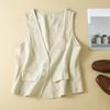 Women's Retro Vest Summer V-neck Casual Sleeveless Vest Cotton and Linen Thin Vest Jacket