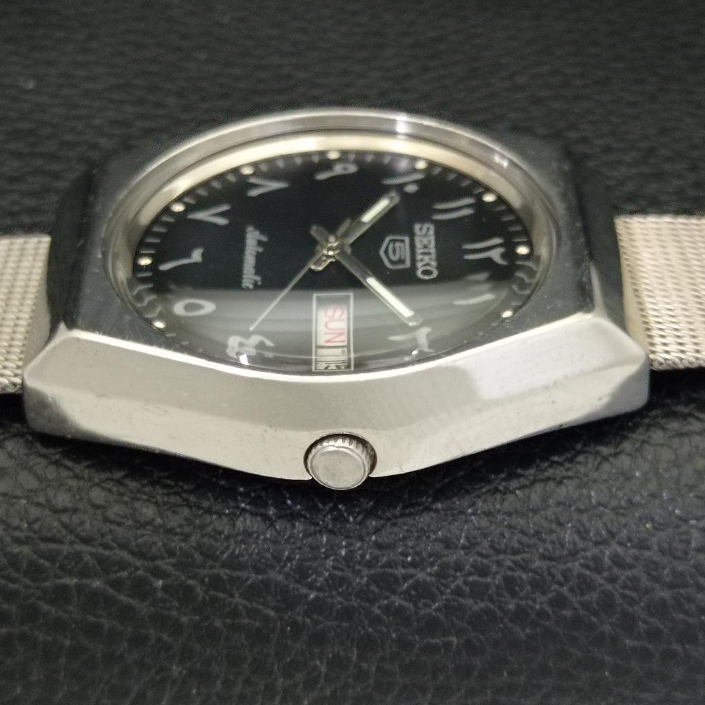 AUTOMATIC 6309A VINTAGE SEIKO 5 JAPAN MENS ARABIC BLACK DIAL WATCH A701624-5 R206c-a701624