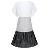 Fashion Women Casual Loose Stripe Dot Patchwork V-Neck Short Sleeves Dress