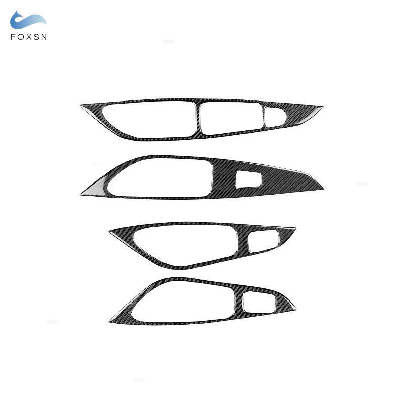 For Seat Leon 2013 2014 2015 2016 2017 2018   Soft Carbon Fiber Car Interior Door Window Lift Panel Button Frame Trim