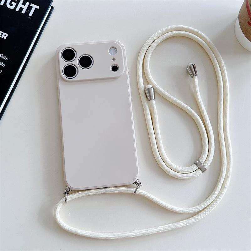 Umhängeband Einfarbige Hülle Für iphone 17 Air 16 15 14 Plus 13 Pro Max Luxus Stoßfestes Silikon Weiche TPU Rückseite
