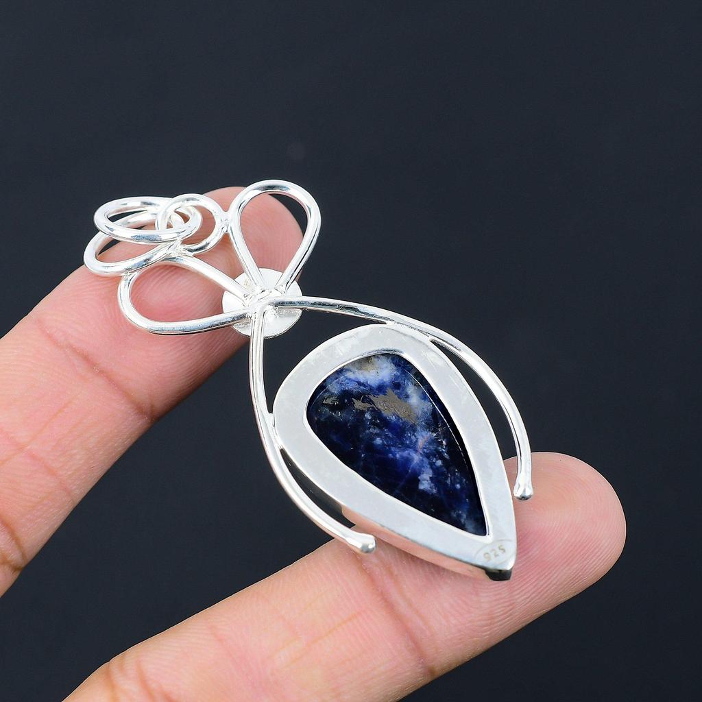 Sodalite Stone Sister Engagement Boho Birthday Unique Pendant Jewelry 925 Silver