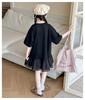 Kuhvvse Short Loose Plus Sizes Kids' Dress, Girls' Sleeve, Summer, Fit, Sizes, Cute, Stylish, Casual, 120-170 (Size 140, Black)