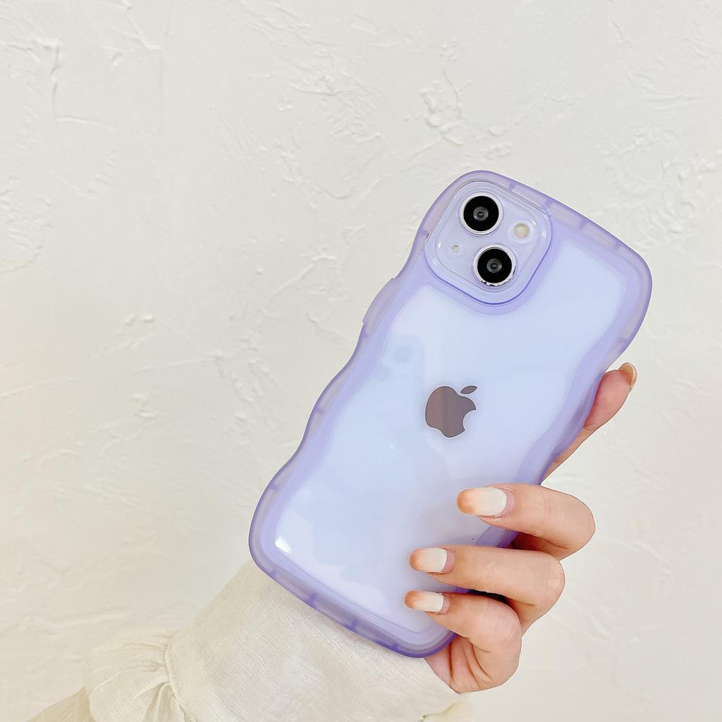 Ins Suitable for Apple 13 Mobile Phone Case Wave Edge IPhone 15 Simple Color Transparent Soft Shell XR Drop Protection Case