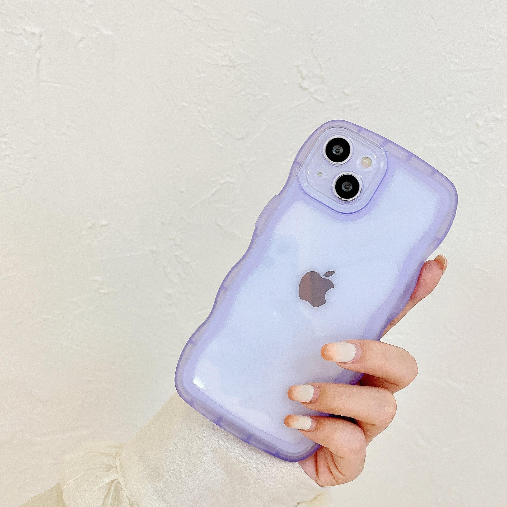 

Ins Подходит для чехла для мобильного телефона Apple 13 Волнистый край IPhone 15 Простой цвет Прозрачный Мягкий чехол XR Чехол для защиты от падений Apple 16PROMAX фиолетовый