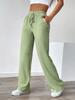 High-Waisted European and American Style Solid Color Drawstring Pants - Fashionably Casual, Comfortable Straight-Leg for Daily Wear