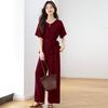 Simple Casual Relaxation Suit Women's Summer New Commuter Temperament Waist Shirt Wide Leg Pants Two-piece Set