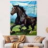 Galloping Black Horse In Scenic Landscape Patterned Tapestry Home Decor, Suitable for Bedroom and Living Room, Gift