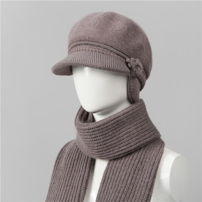 Wool Hat Women's Autumn and Winter Fleece Warm Hat, Ear Protection, Cold Protection, Thickened Knitted Hat