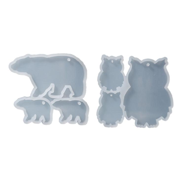 Polar Bear Owl Keychains Mold DIY Epoxy Craft Necklace Keychain Jewelry Mold
