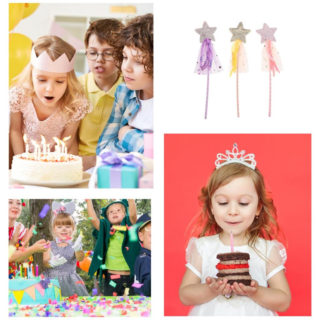 VORCOOL Prinzessinnen-Accessoires Zauberstab mit Stiel Pailletten und Glitzer Kleines Geburtstags-Süßes Set aus 3 Stäben, Artikel, Geschenk, Prinzessin,