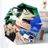 1pc My Hero Academia Boku No Hero Izuku Midoriya Katsuki Bakugo Outdoor Umbrella Automatic Opening and Closing Portable 3-Fold Design 8-Rib Iron Frame
