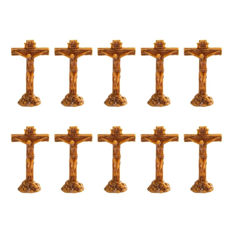

Resin Miniature Crosses With Base Standing Crucifix Ornaments Catholic Table Altar Decors For Home Office Church Accessories