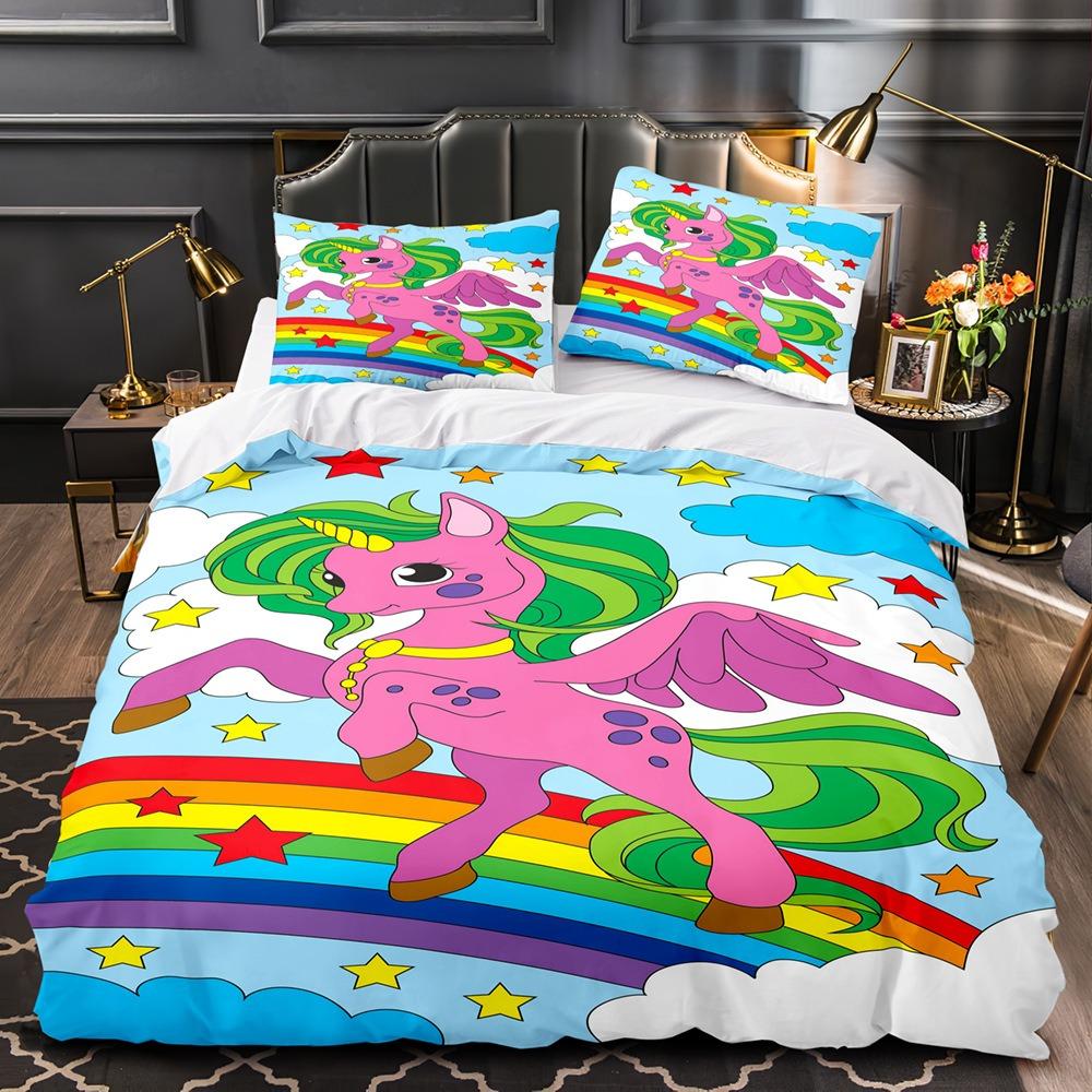 Magical Unicorn Bedding Sets Quilt Bed Cover Comforter Duvet Cover Pillow Case 2-3 Pieces Sets Kids Adult Bedroom Decoration