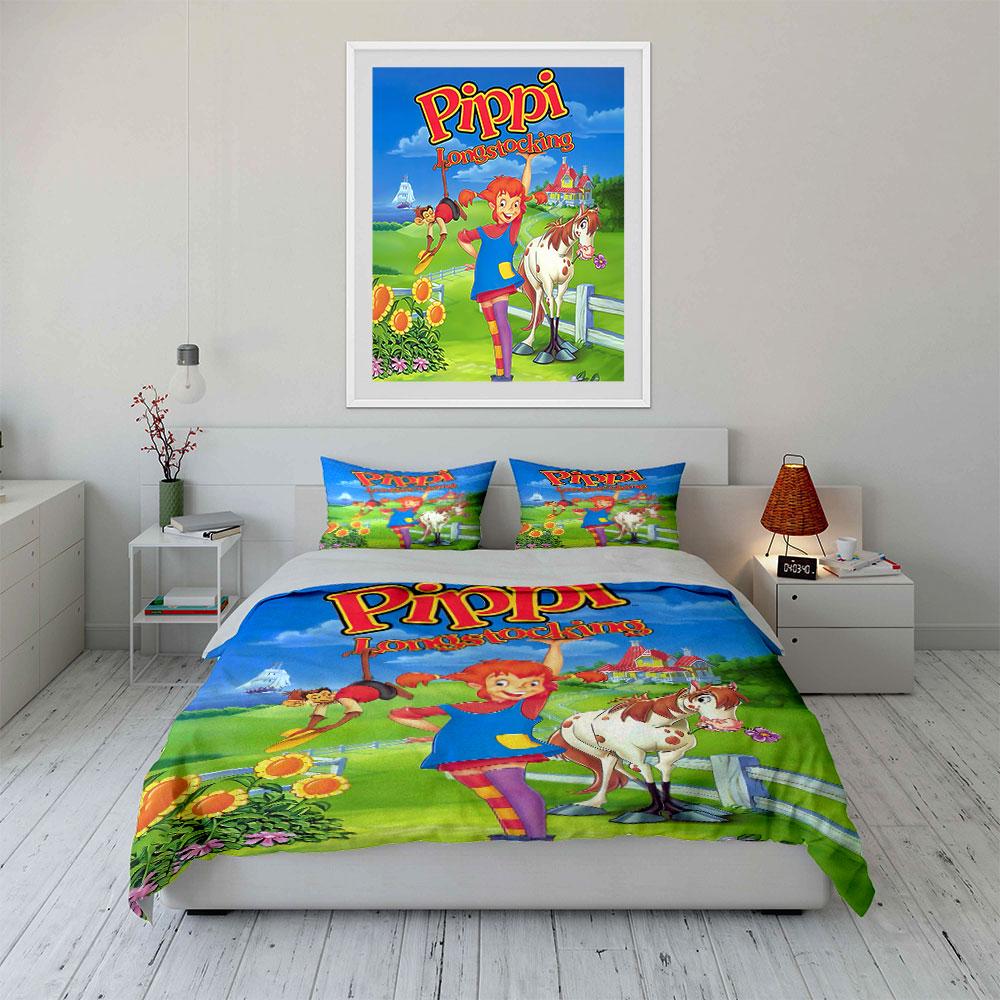 Pippi Langstrumpf Bettwäsche Set Bettwäsche Bettbezug Set Bettbezug Kissenbezüge (1 * Bettbezug 2 * Kissenbezüge, ohne Bettdecke)