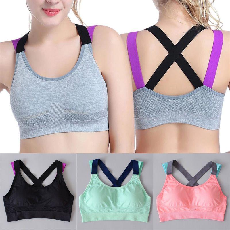 Lovely Push Up Sports Bra With Cross Straps For Yoga And Fitness Activities