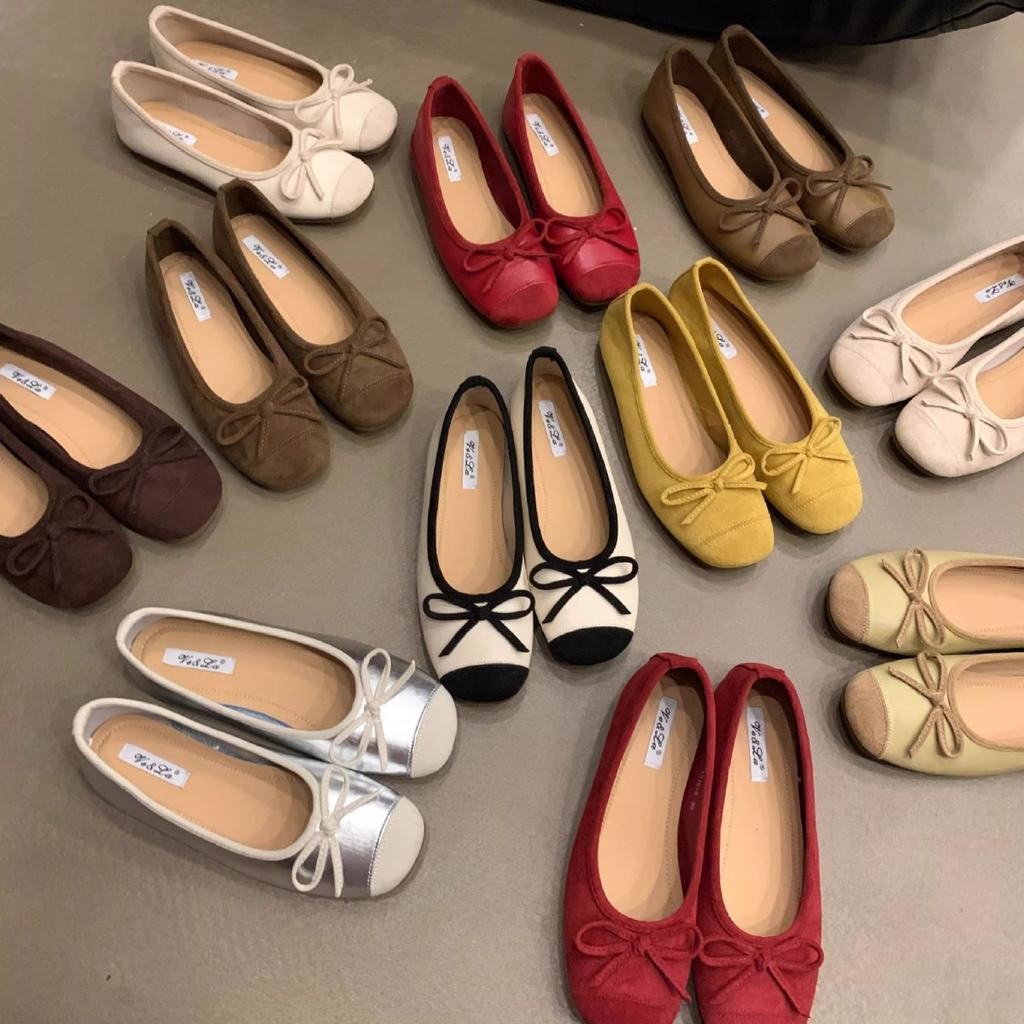 Evening wind gentle butterfly ladyshoes ballet flats French retro soft sole silver single shoes spring and summer small fragrant wind women's shoes