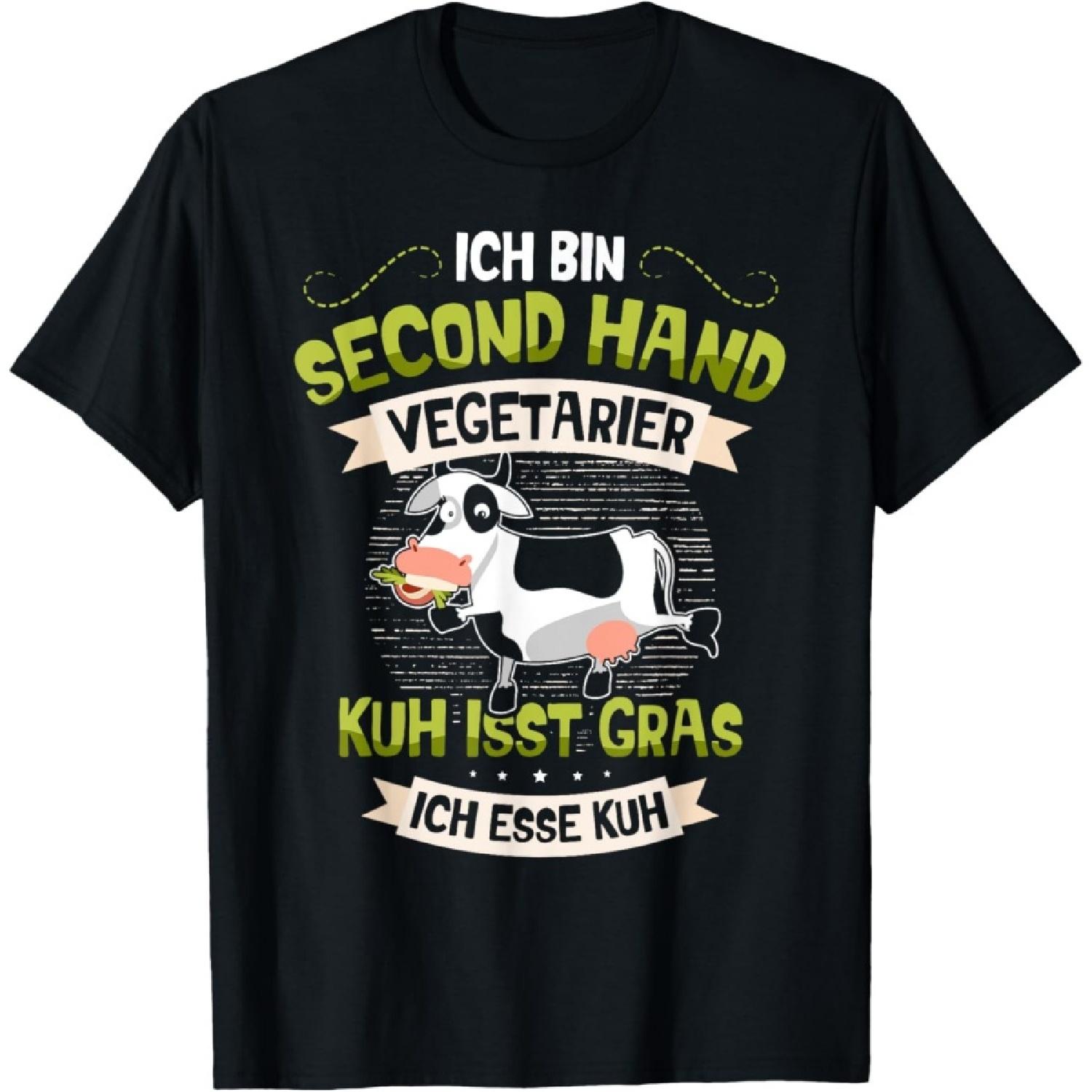 Ich bin Second Hand Vegetarier Kuh eats Gras ich esse Kuh T-Shirt S