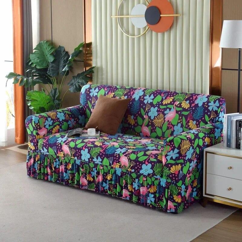 Modern Atmosphere Feeling Skirt Edge Sofa Cover Fabric Full Coverage Elastic Sofa Cover Sofa Anti-skid  Dustproof Cover