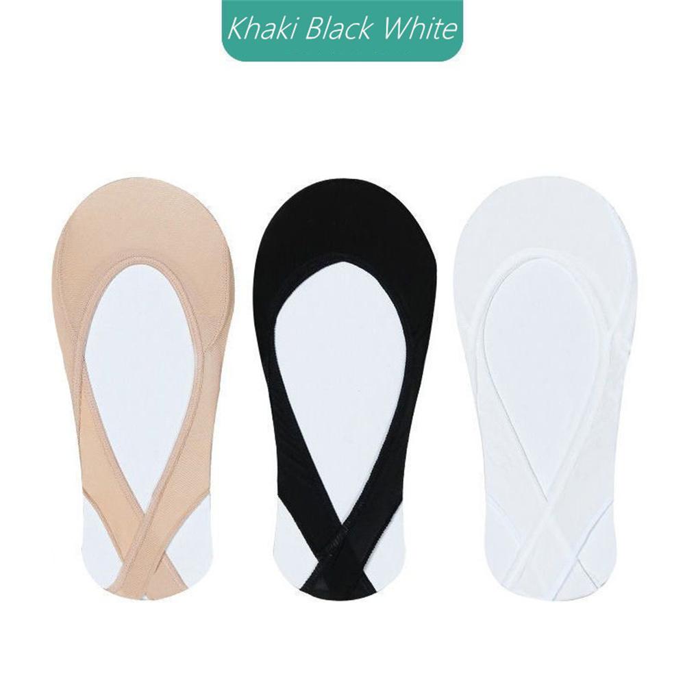 3 Perechi Șosete Invizibile de Bumbac Tip Barcă Șosete de Vară din Mătase de Gheață cu Gură Joasă pentru Pantofi cu Toc Înalt Sling de Silicon Antiderapant
