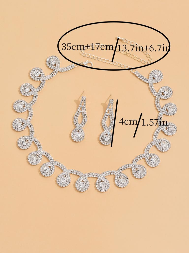 3 Fashionable Women'S Jewelry Set Wedding Wear Earrings+Necklaces, European And American AccessoriesFashion Jewelry