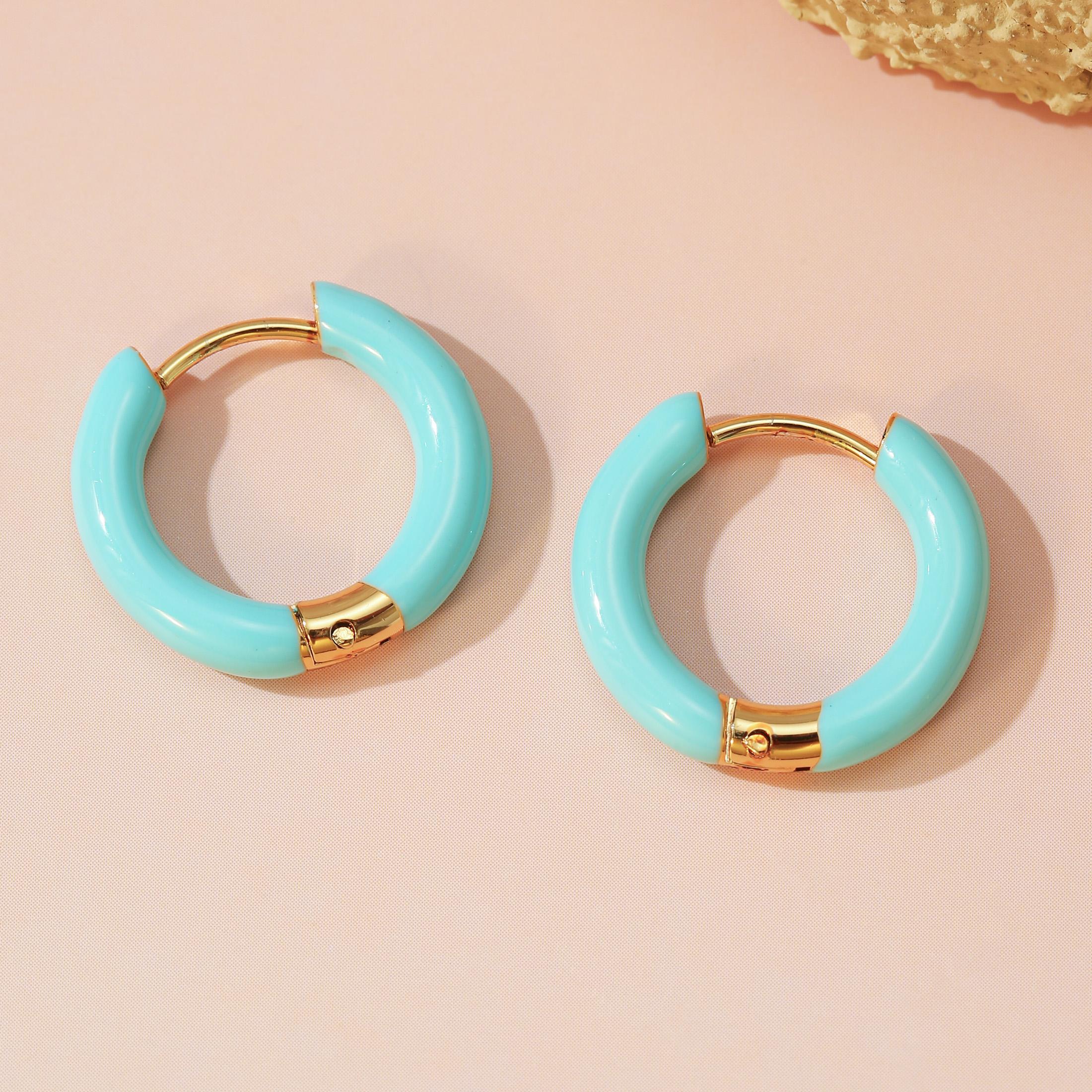 

Golden Multicolor Enamel Hoop Earrings Set for Women Fashion Jewelry Gift GOLD зелёный