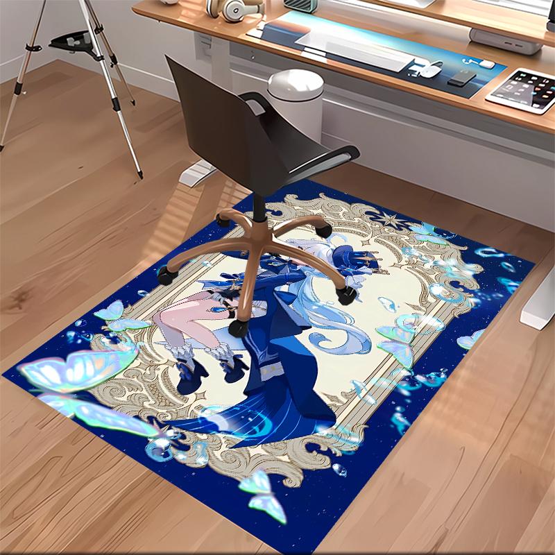 1 Stück Genshin Impact Furina Druck Teppich - Weiche, Waschbare Rutschfeste Indoor-Matte für Bürostühle, Wohnzimmer, Home Office Dekorteppich