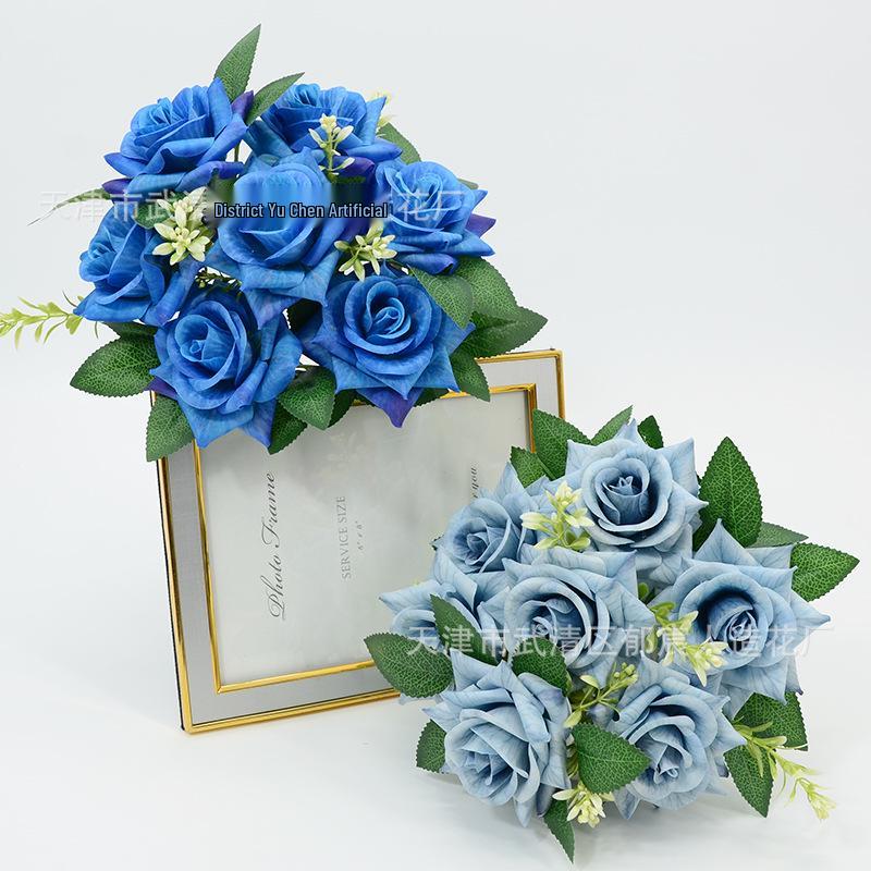 7-Head 3D Rose Bouquet with Rose Handle for Wedding and Home Decor