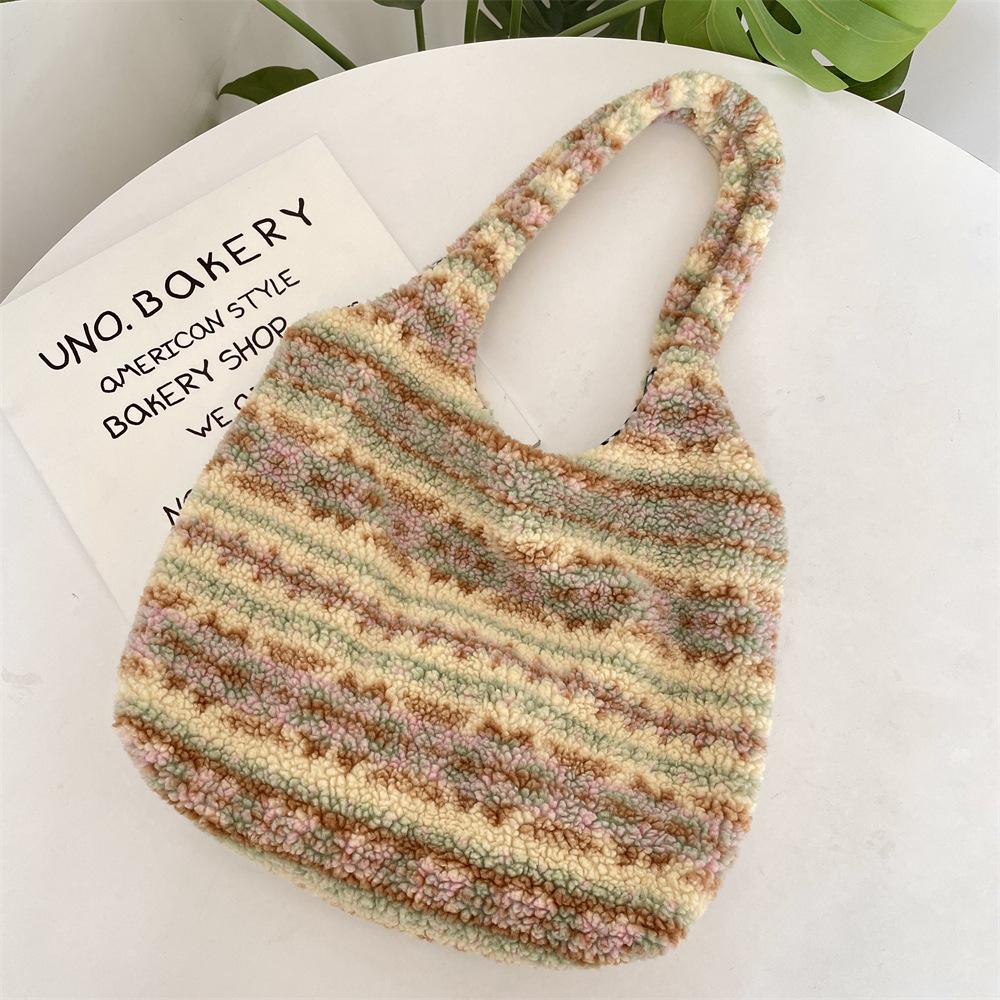 

Ethnic Style Faux Lamb Wool Women s Shoulder Bags Casual Versatile Female Underarm Bags Fashi Large Capacity Ladies Handbag