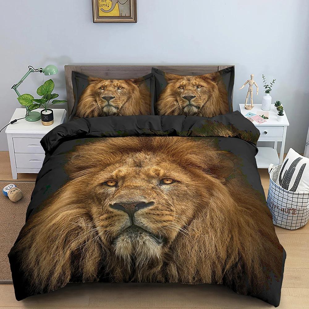 Tiger  Ferocious Animal Bedding Set Boys Girls Twin Queen Size Duvet Cover Pillowcase Bed Kids Adult Fashion Home Textileextile