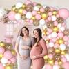 Pastel Pink Ballon Kit White Metal Gold Confetti Balloons Garland Arch Wedding Anniversary Baby Shower Birthday Party Decoration