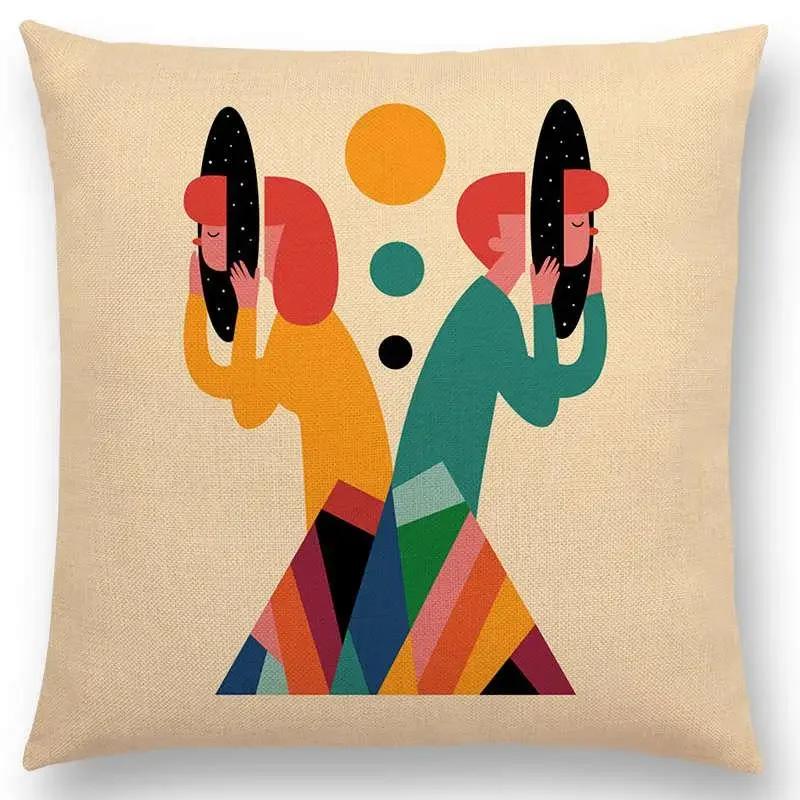 

Последние милые пары семья родители и дети счастье красочная повседневная жизнь подушка чехол диван наволочка 66x66cm