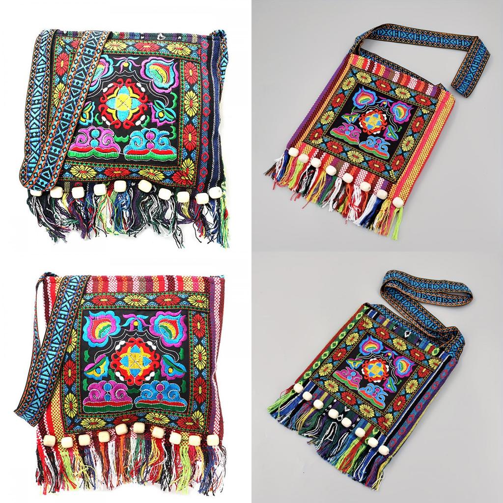 Ethnic Style Small Square Bag With Zipper Closure For Womens Fashion Accessory