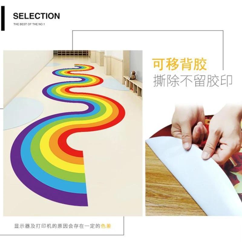 Nordyckie Odporne na Ścieranie Naklejki Podłogowe Dekoracja Pokojów Dziecięcych Szkoły Przedszkola Kreskówka Tor do Biegania Centra Handlowe Plakaty