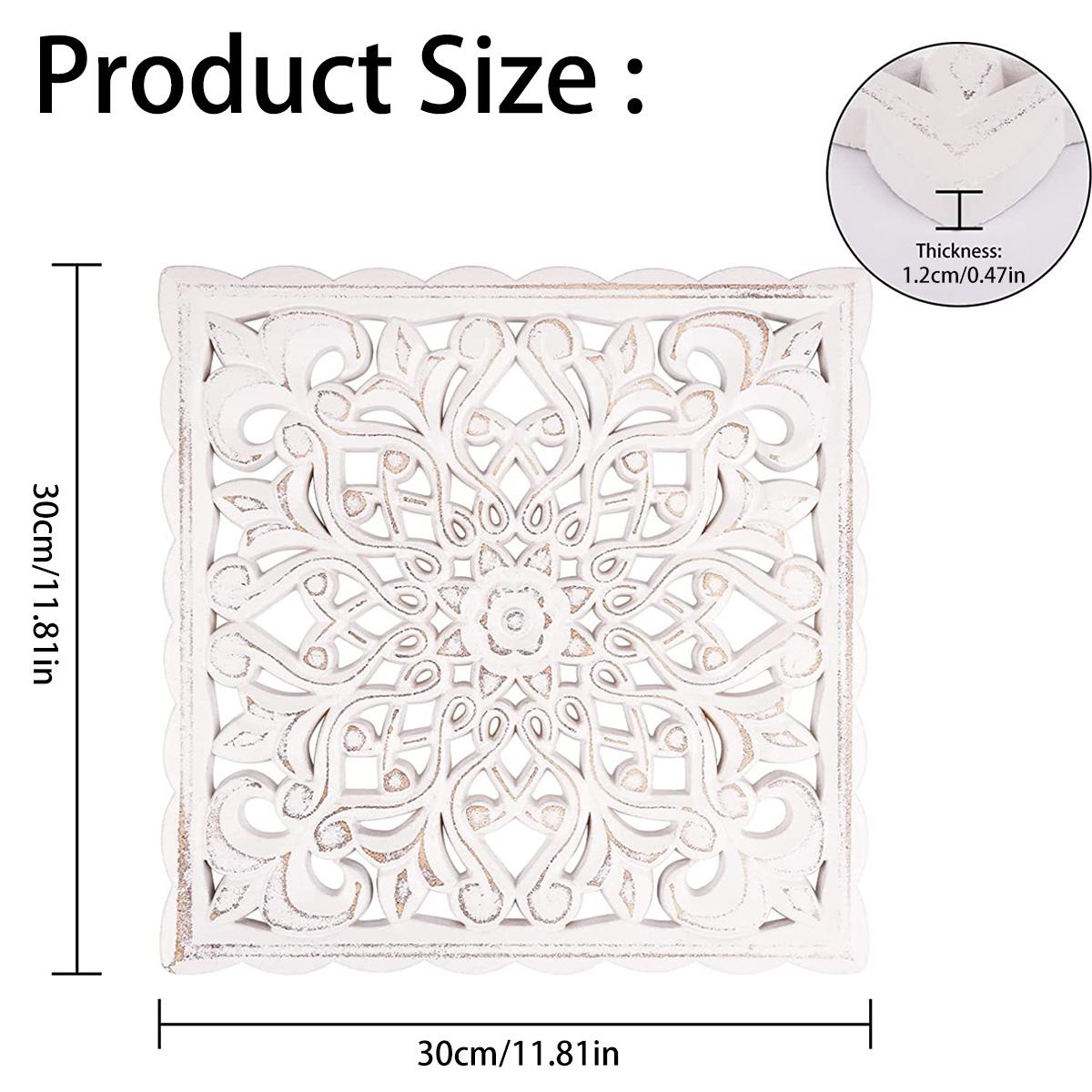 30 x 30 cm Wooden Wall Decor Floral Hollow Carved Wall Panel Hanging Decor Rustic Art Sculpture Home Wall Ornament