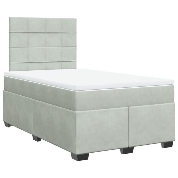 VidaXL Sommier à lattes de lit et matelas Gris clair 120x200cm Velours, lit, lit à plate-forme, lit à panneaux, meuble de 3293182