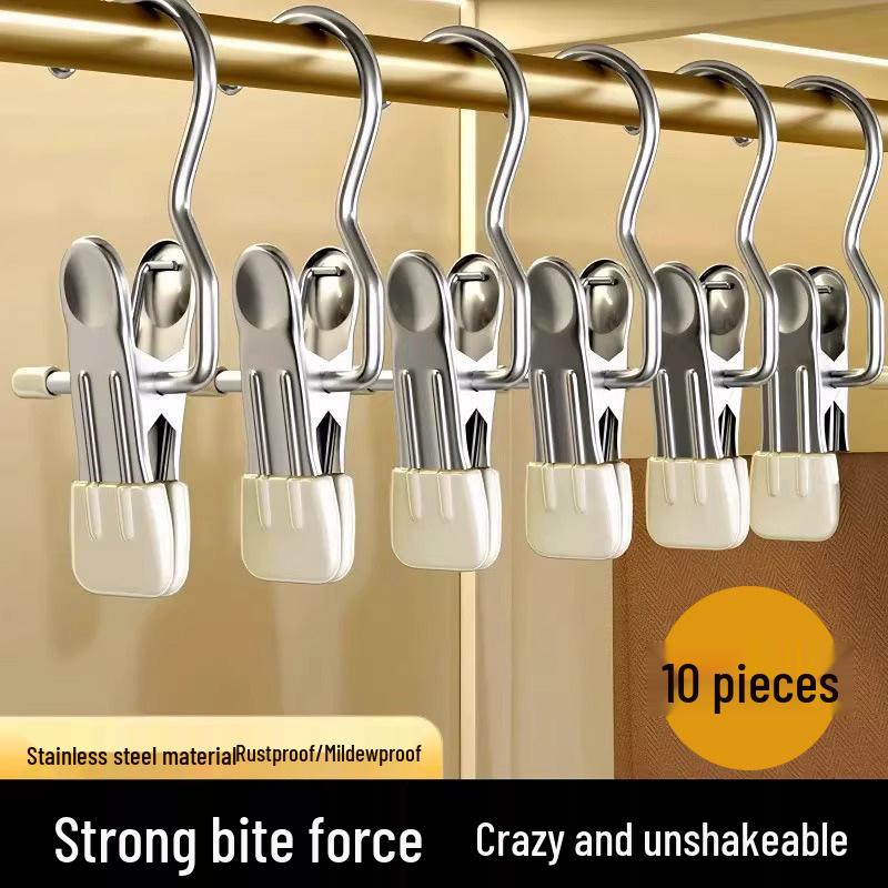 Traceless Stainless Steel Pants & Skirt Clips with Hooks: Multifunctional Storage Solution