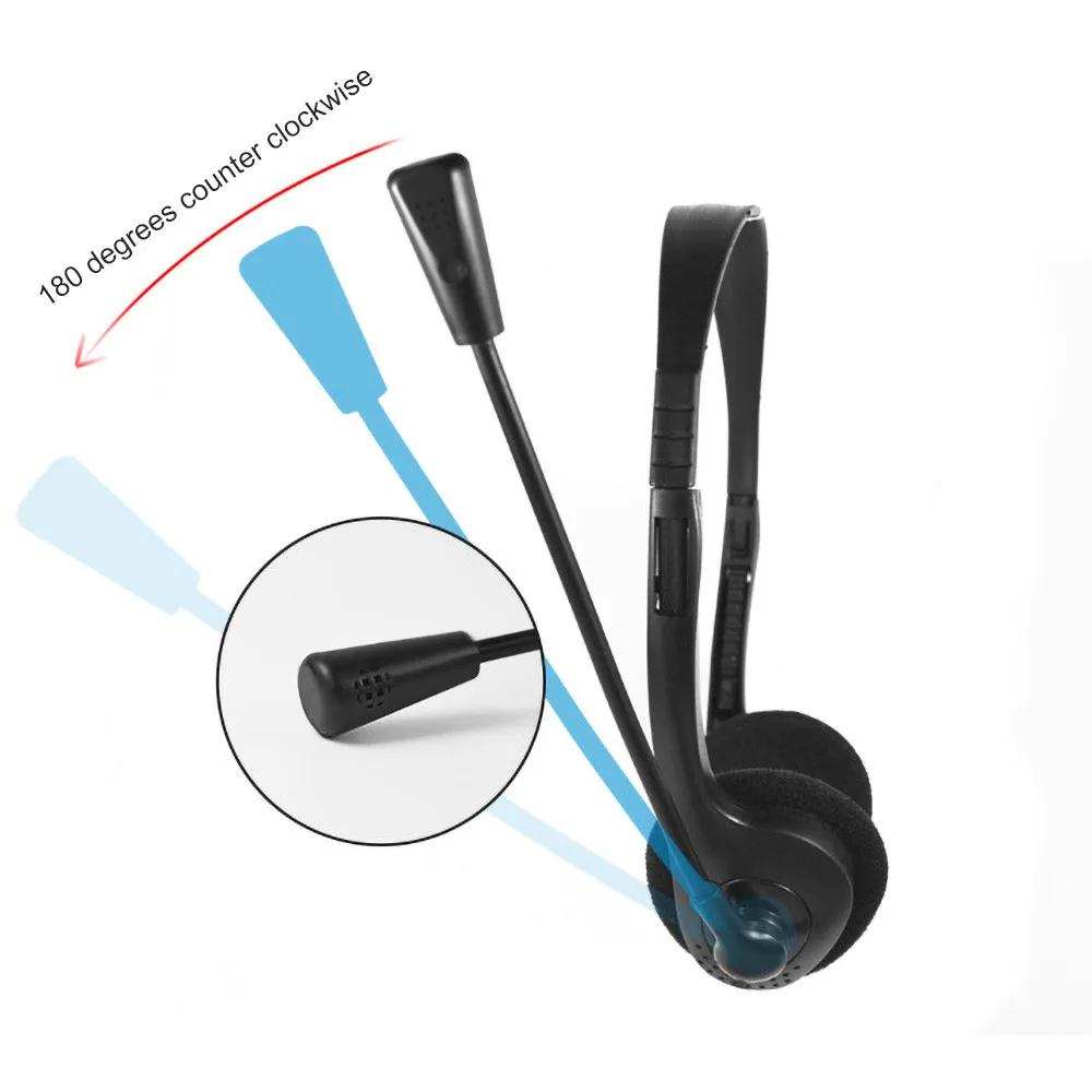 3.5mm Wired Headsets with Mic Operator Headphones Noise Reduction Earphone Adjustable Headband for Operator School Student