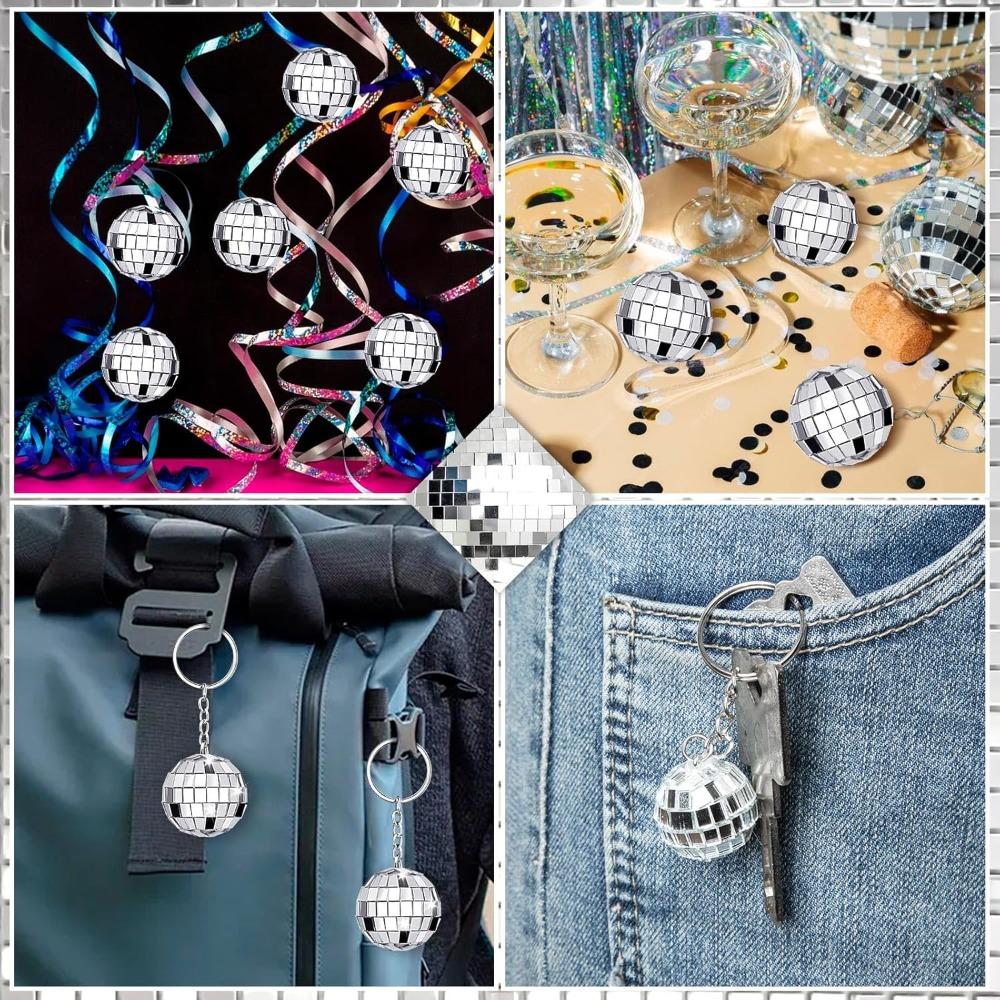 12pcs Disco Ball Keychain Disco Ball Keychains Bulk Disco Ball Key Chain Party Favors for Party Supplies Decorations Mirror Ball Keychain Pendant