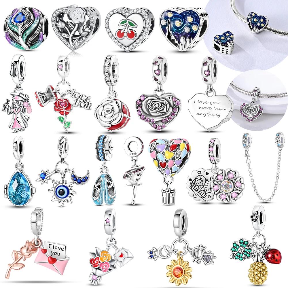 Originalair Balloon Flowers Hearts Envelope Beads Fit Bracelet Delicacycopper Women Jewelry Diy Girlfriend'S Fine Gift