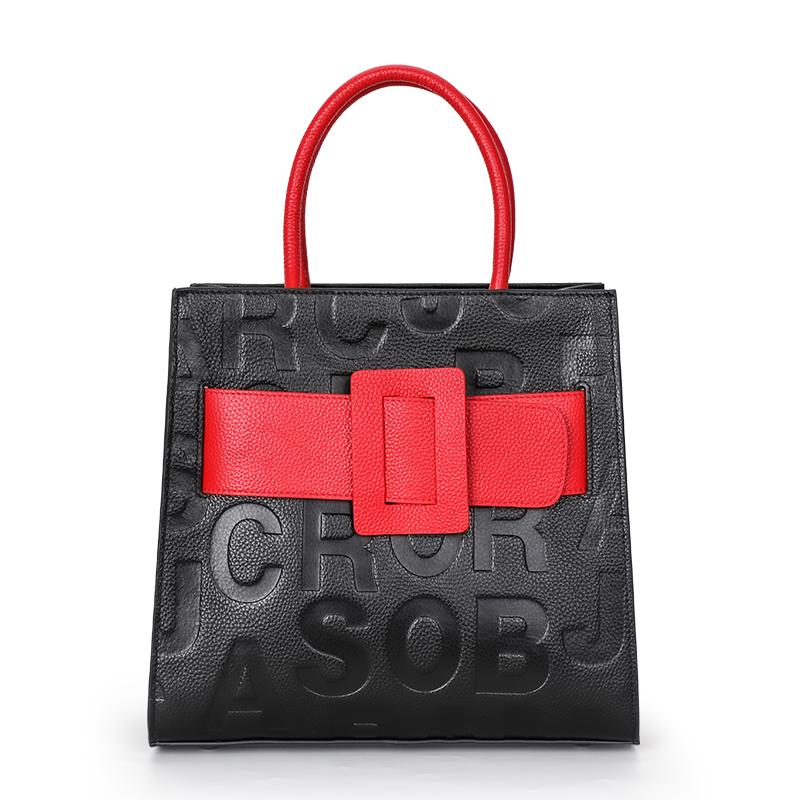Neue Damenhandtasche mit Buchstabendruck, modische und vielseitige quadratische Tasche aus Rindsleder mit großer Kapazität